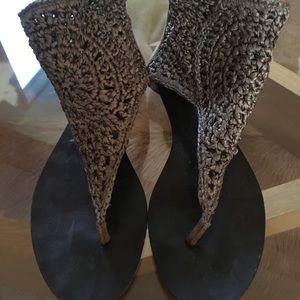 Elizabeth and James Green Crochet Sandals